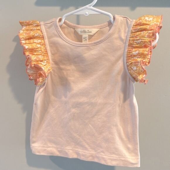 Matilda Jane Riley Solid Pleated Print Sleeve Top size 2 - Picture 3 of 8